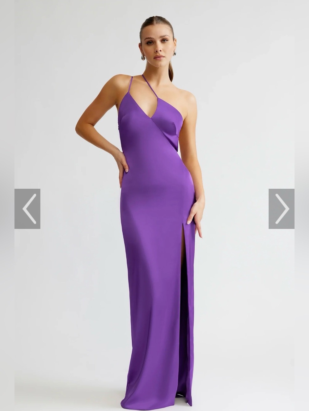 Studio Lexi Asymmetrical Thalia Purple One-Shoulder Slit Evening Dress Sz Small